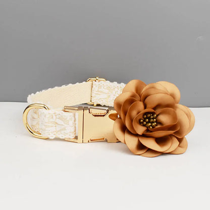 Polyester dog wedding vest collar and leash set with decorative flower and circle band in four size options