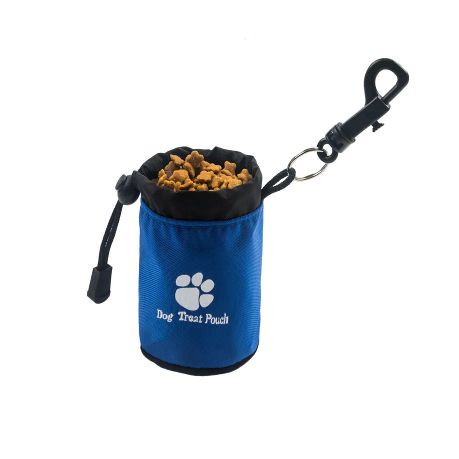 Mini pet training snack bag in nylon available in red, green, black, and blue solid colours