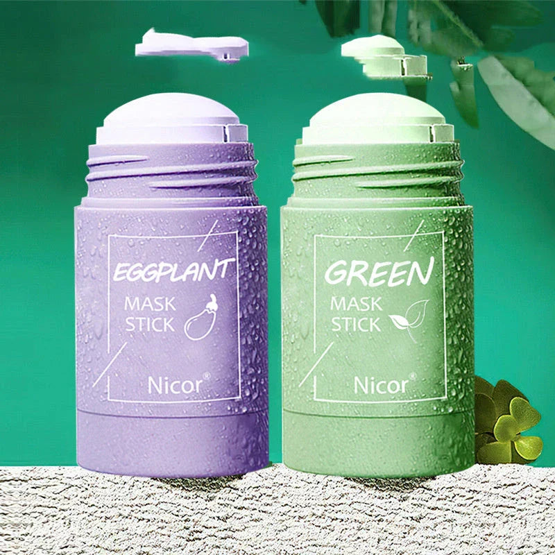 Purifying Green Tea & Eggplant Mud Mask for deep cleansing, oil control, and brightening skin
