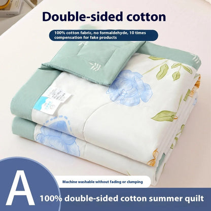 Double-sided cotton summer blanket with vibrant patterns