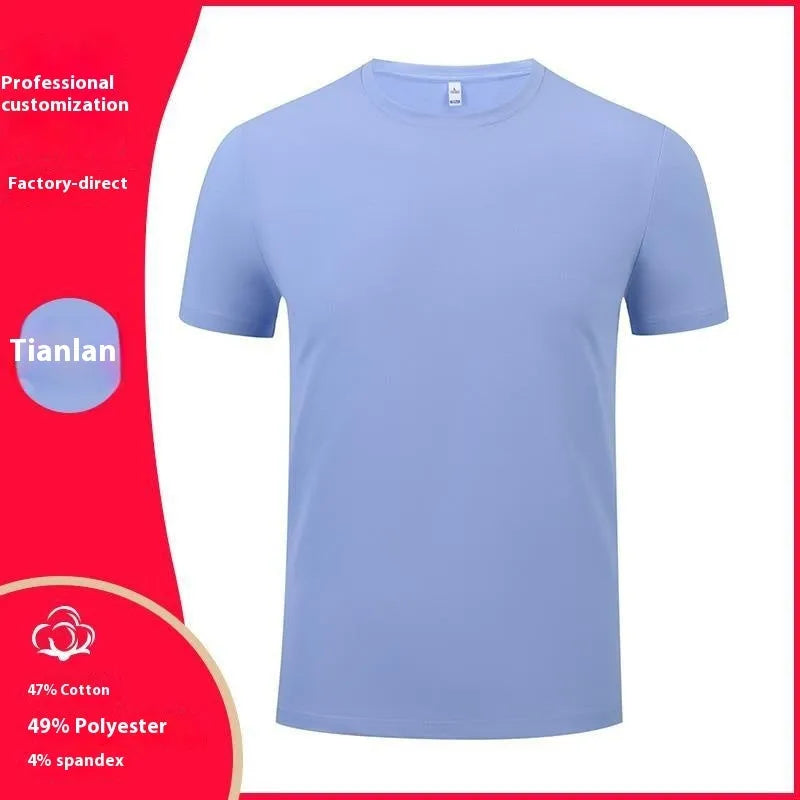 Men's washed cotton round neck T-shirt in straight fit with short sleeves, shown in multiple solid colours