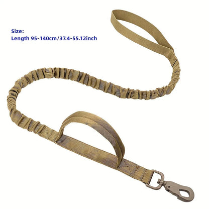 A retractable dog leash for large breeds in black, showing the handle and nylon tape.
