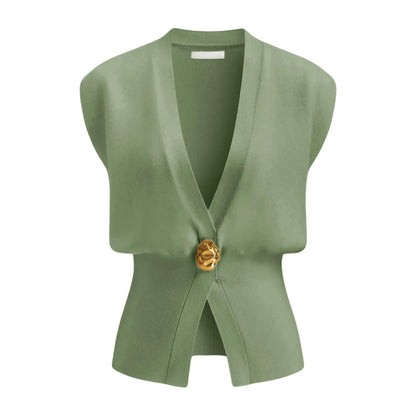 Women's loose fit V-neck button cardigan in a knitted polyester fabric, shown in a range of colours.
