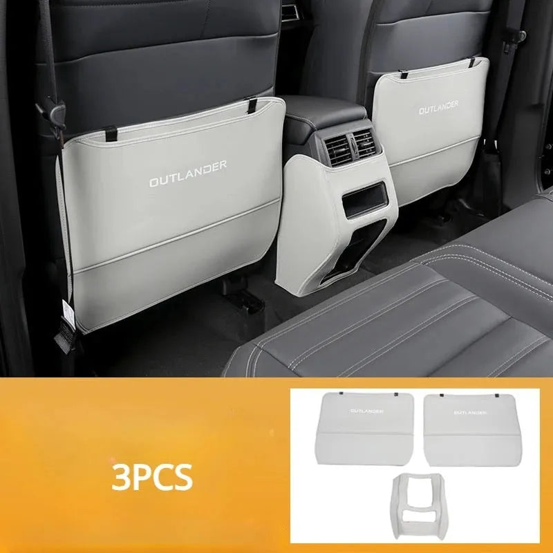 Three-piece anti-kick pad set for Outlander car seat leather protection
