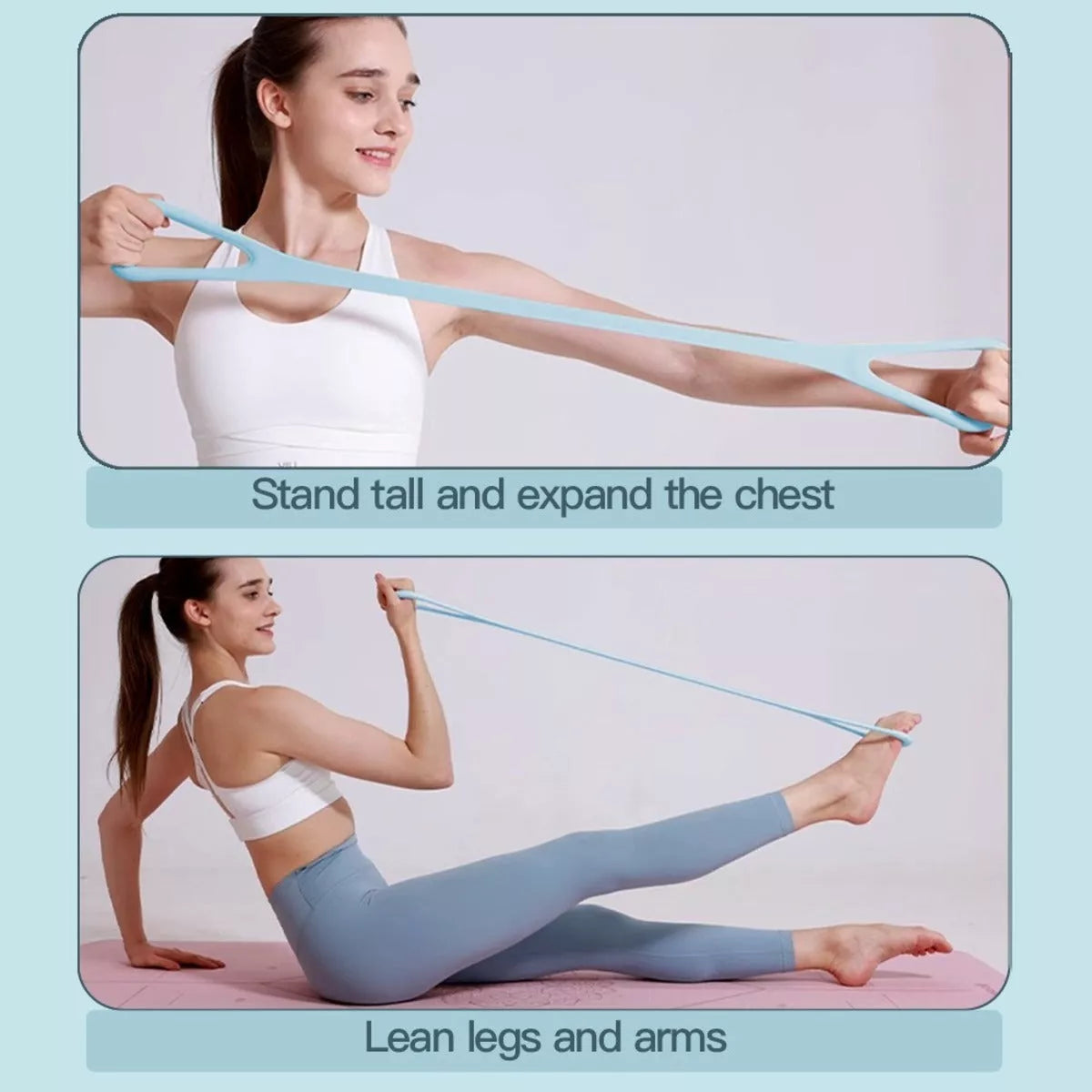 8-character Puller Silicone Yoga Mini Band Kit with Light, Medium, and Heavy resistance bands