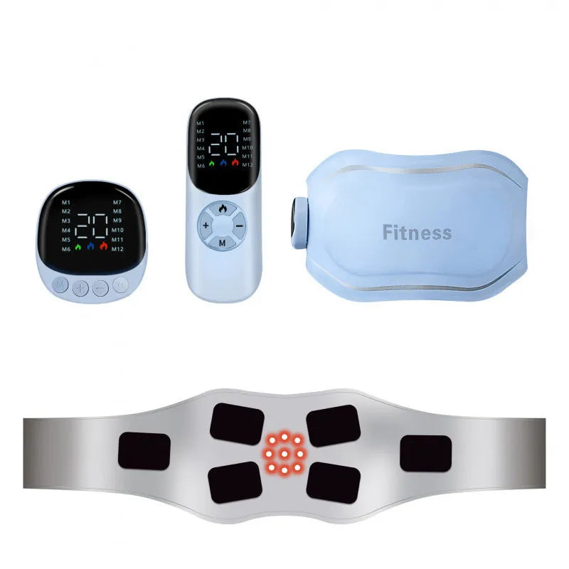 Azure rechargeable red light hot compress massage belt with nine beads and remote control