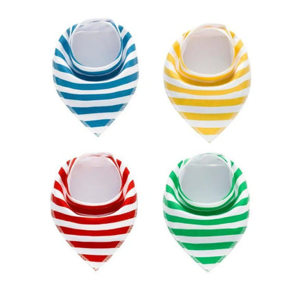 Set of four cotton baby bibs with arrow and wave designs for mess-free feeding