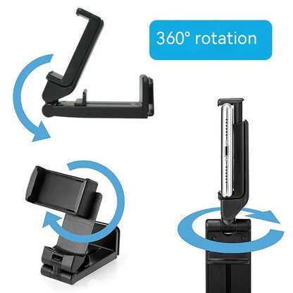 H22 Black 360-degree rotary collapsible phone holder on desktop