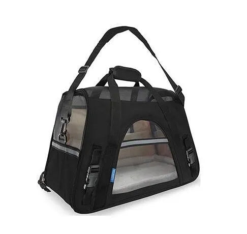 Breathable Portable Pet Strap Handbag in 600D Oxford Cloth and Nylon Mesh with Lamb Cashmere Lining for Small Dogs and Cats, Multi-Use Shoulder, Plane, Car and Bus Carrier Available in 11 Colours and 2 Sizes