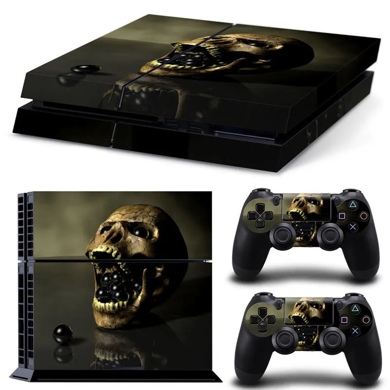 PS4 console protective film in various style designs showing 0.001mm thickness