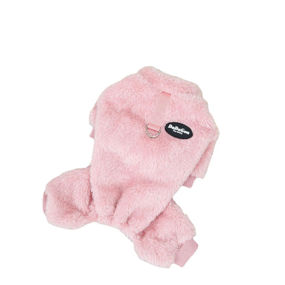 Small dog four-leg coral fleece coat in brown, pink or gray, sizes S to XXL