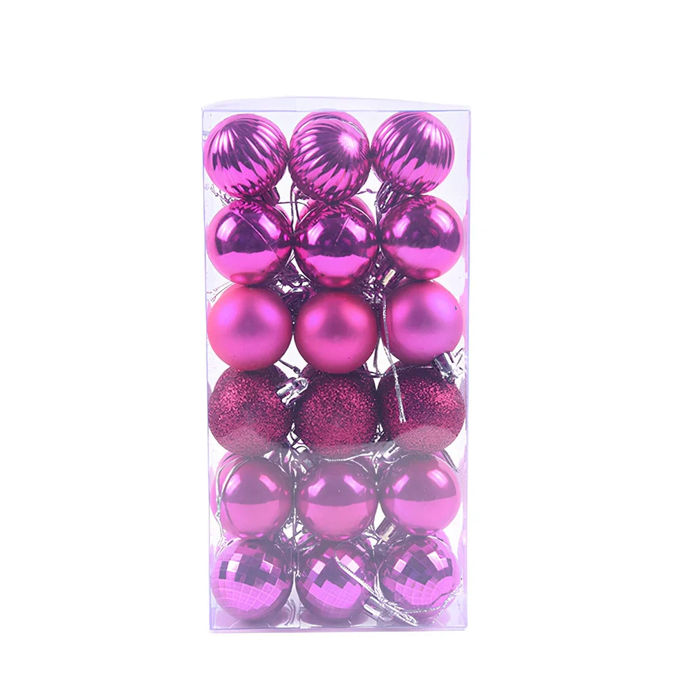 36 Christmas balls in 16 colours including rose gold and champagne gold, 4cm diameter
