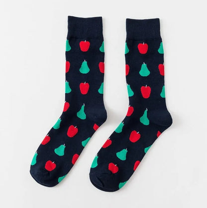 Happy tube socks with fruit banana design, cotton 200-pin knit, EU 39-43, multiple colours