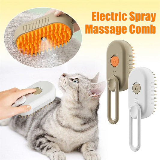 Premium 3-in-1 Pet Grooming Brush with Gentle Steam Spray, Massaging Comb, and Hair Removal Function for Cats and Dogs