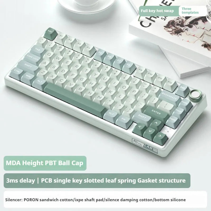 Wireless mechanical keyboard with RGB backlighting and hot-swappable key switches.