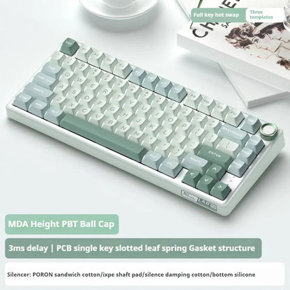 Wireless mechanical keyboard with RGB backlighting and hot-swappable key switches.