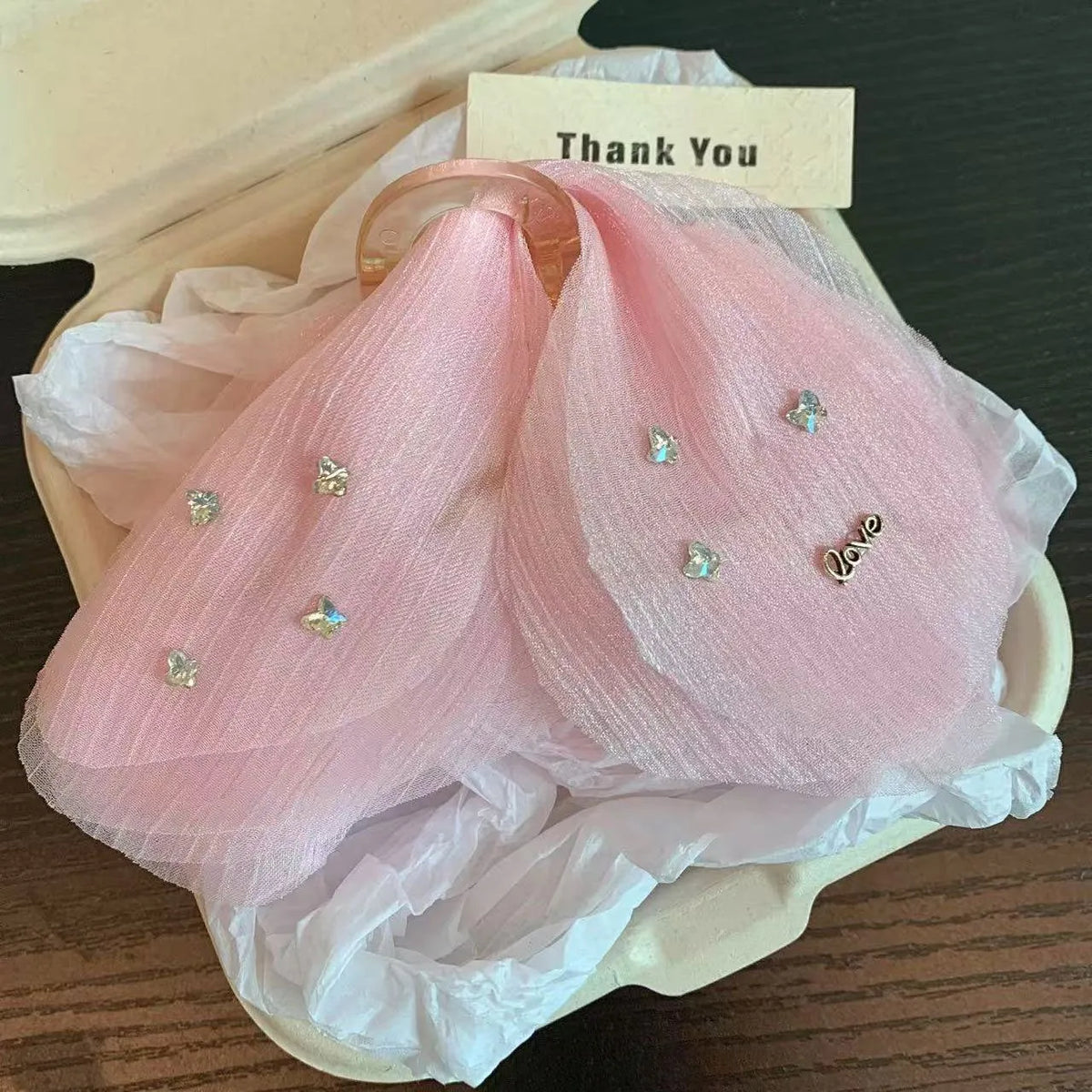 Tulle butterfly hair grip barrette in French retro design available in five solid colours