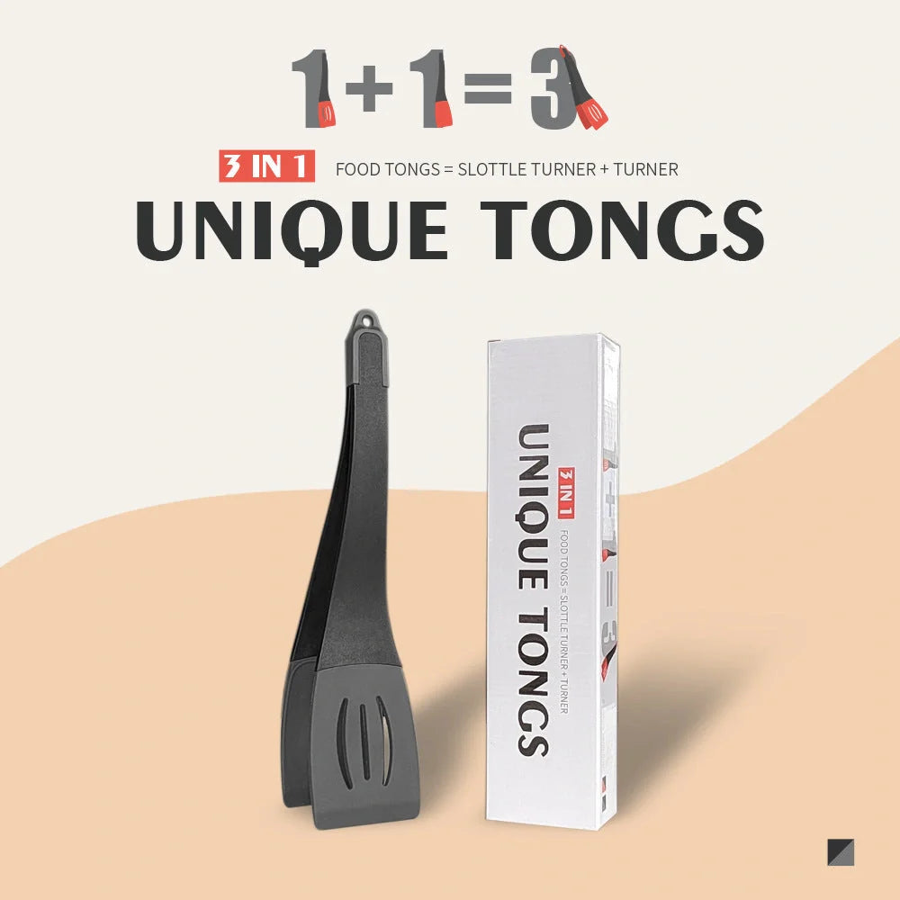 3-in-1 silicone food clip spatula for frying steak and pancakes