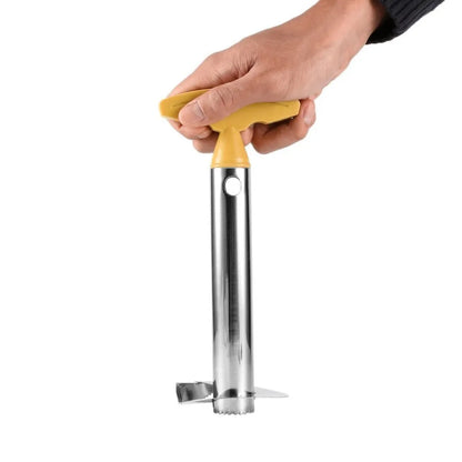 Stainless steel pineapple peeler tool with ABS handle in black, green and yellow colour options