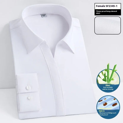 Men's slim fit bamboo fibre formal shirt with square collar, shown in a solid colour.