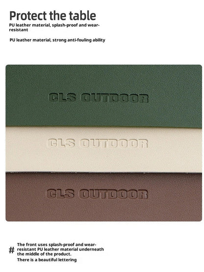 Waterproof heat insulation table mat in army green colour measuring 56×33cm on wooden dining table