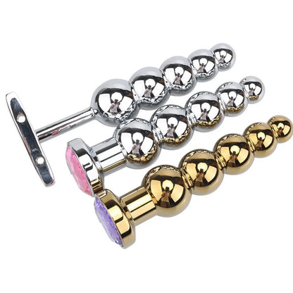 Gold metal anal beads toy size A 141mm length 33mm diameter for adult use