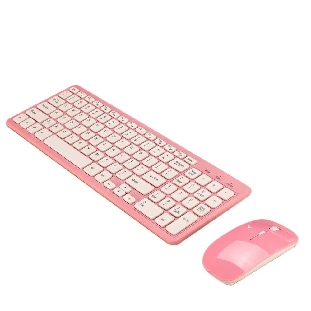 Wireless keyboard and mouse set in choice of colours with compact USB receiver