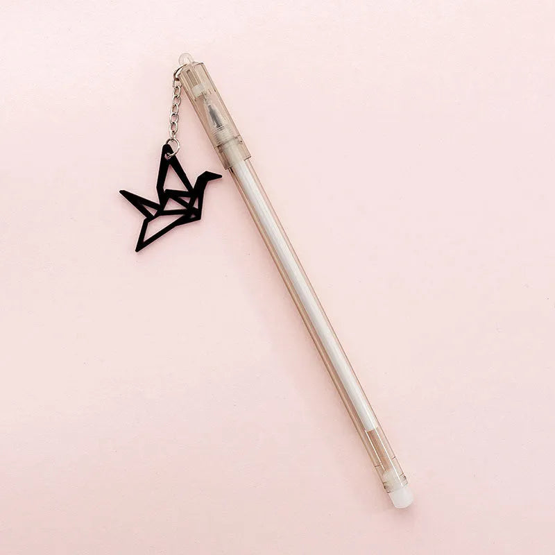 Paper crane rabbit pendant gel pen with 0.38mm tip and 17cm plastic shell