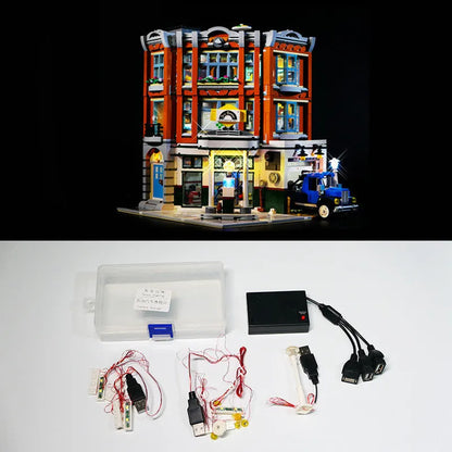 MOC modified LED lighting accessories with plastic housing for building block corner illumination