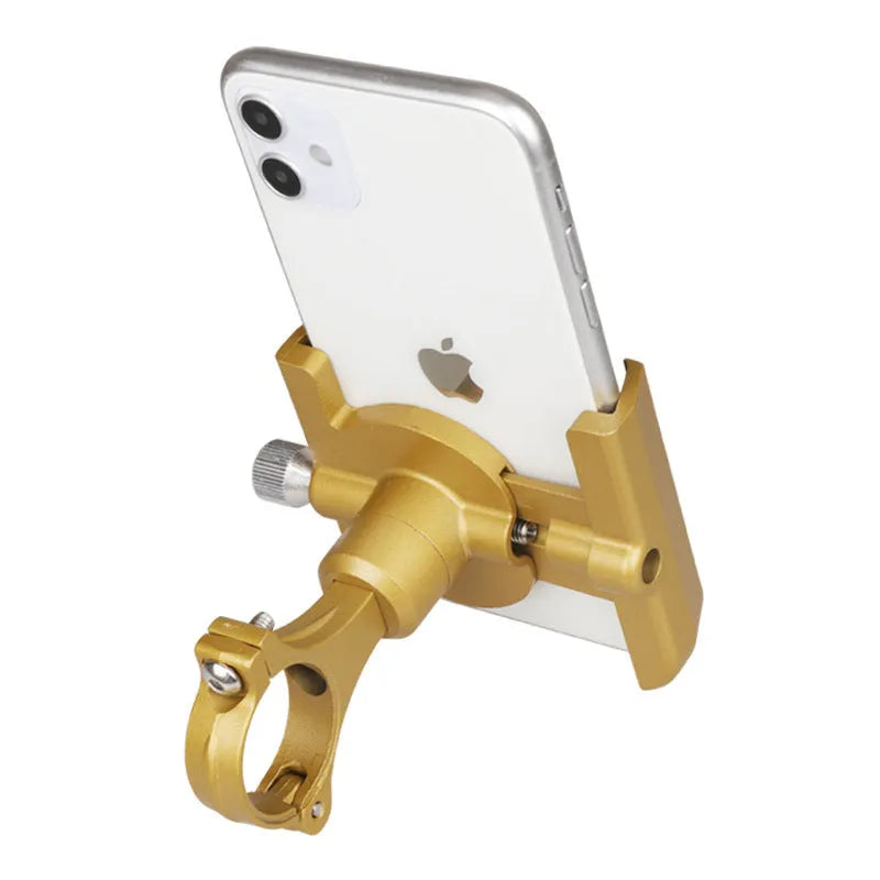 CNC aluminium bicycle phone holder mounted on handlebar with phone inserted