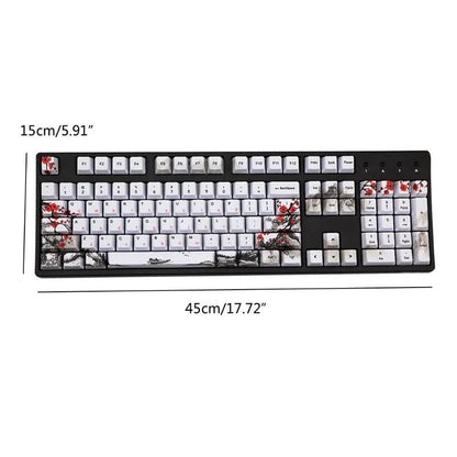 PBT Wangjiang Plum blossom themed mechanical keyboard keycap set with 109 keys in OEM height profile.