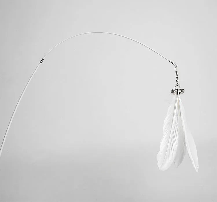 Telescopic cat fishing rod toy extended to 80cm with goose feather lure and bell