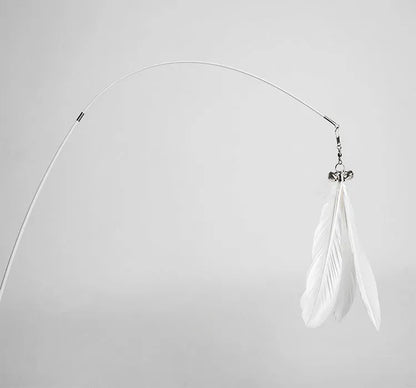 Telescopic cat fishing rod toy extended to 80cm with goose feather lure and bell