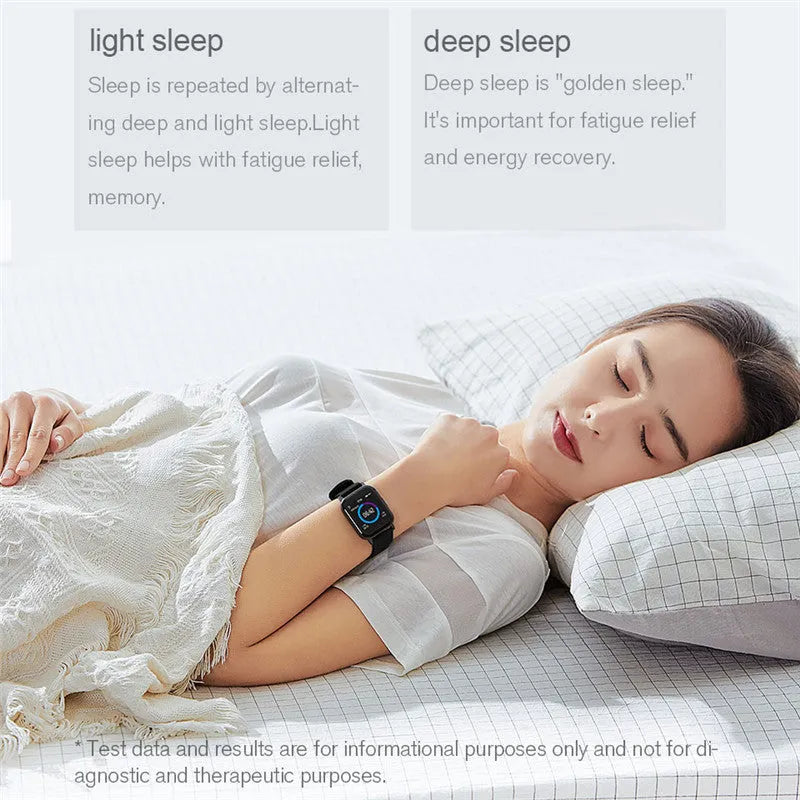 Black waterproof smart fitness bracelet with a 1.4-inch screen on a silicone wrist strap.