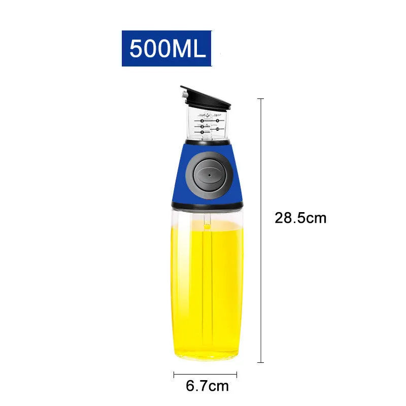 500ml clear glass oil bottle with 28.5cm height and square base for kitchen condiment storage