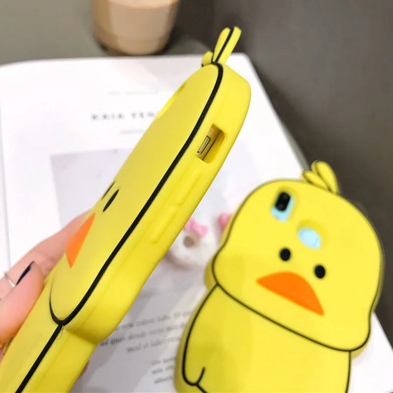 Green silicone iPhone case with animal cartoon design showing drop protection and waterproof features