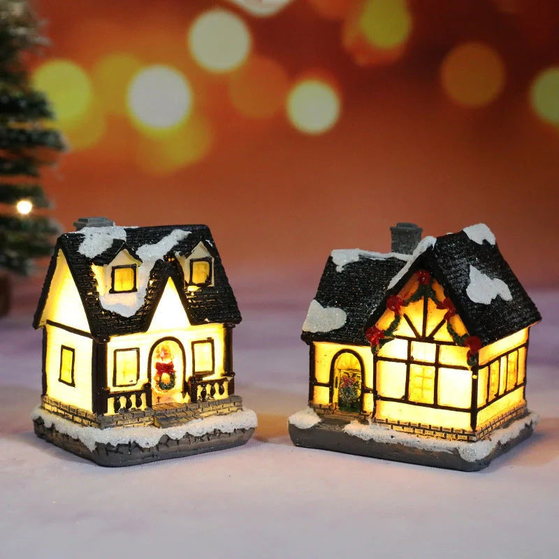 Christmas Decorations Micro Landscape Resin House with intricate design, 4cm * 6.5cm * 9cm