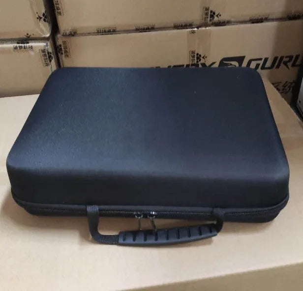 Black and white deep tissue massage gun with 12mm stroke for muscle recovery, shown at 3200 RPM speed.