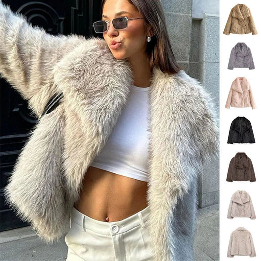 Cozy and stylish plush winter coat for women in various colors and sizes
