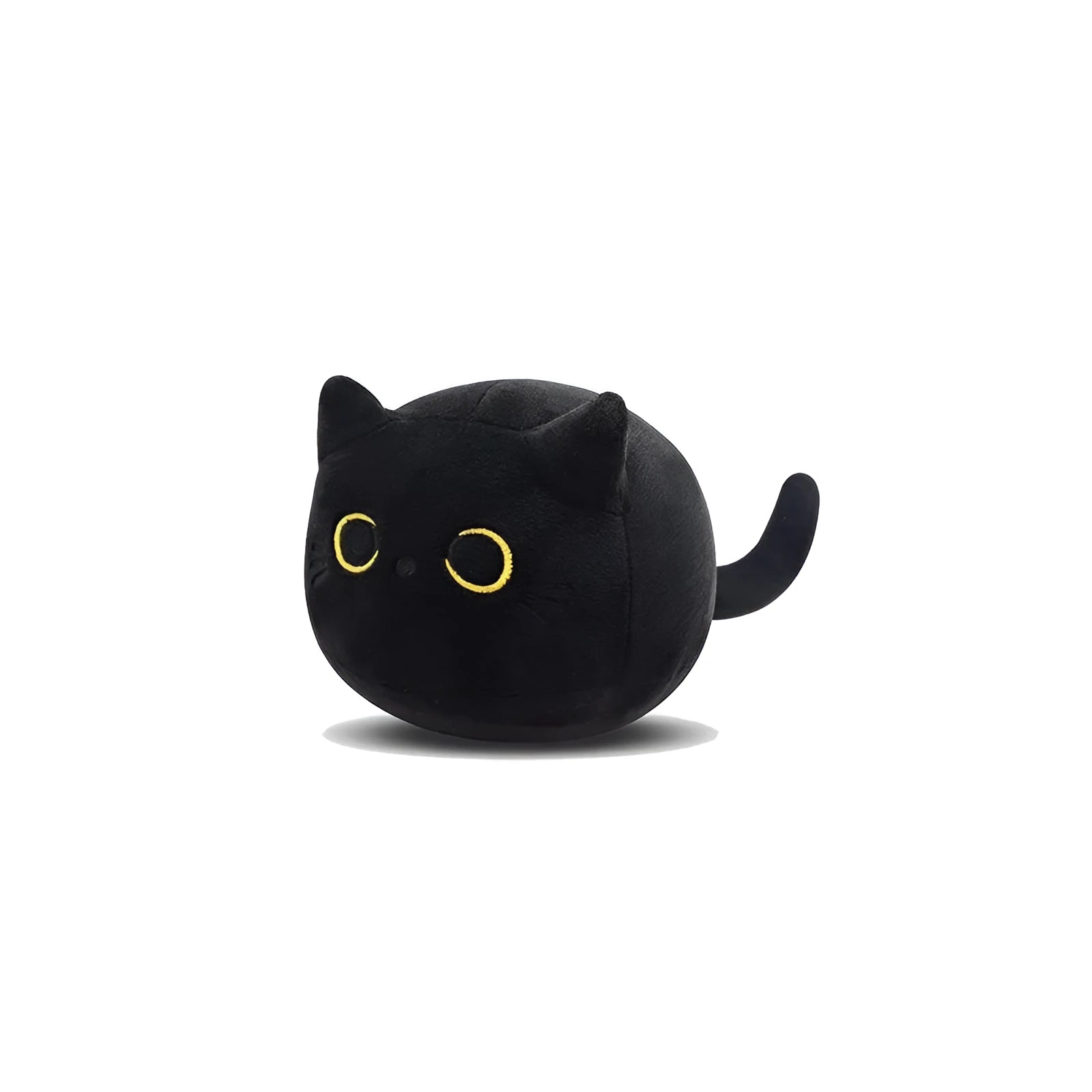 Black cat plush toy pillow with fluffy texture and embroidered facial features
