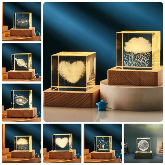 Mesmerizing Crystal Cube Lamp with various lighting options for a warm, inviting atmosphere in any room