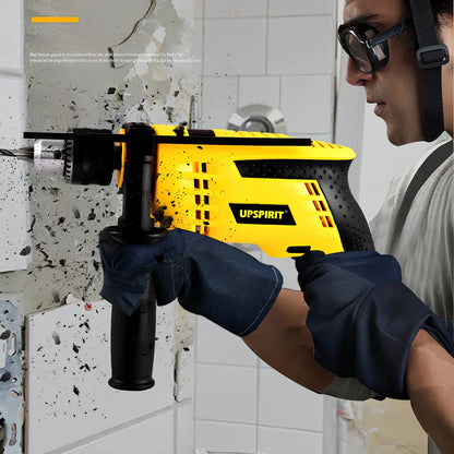 13mm household impact drill with 710W power, variable speed control, and UK plug