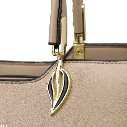 Black women's multi-layer PU leather shoulder messenger bag with sewing thread detail.