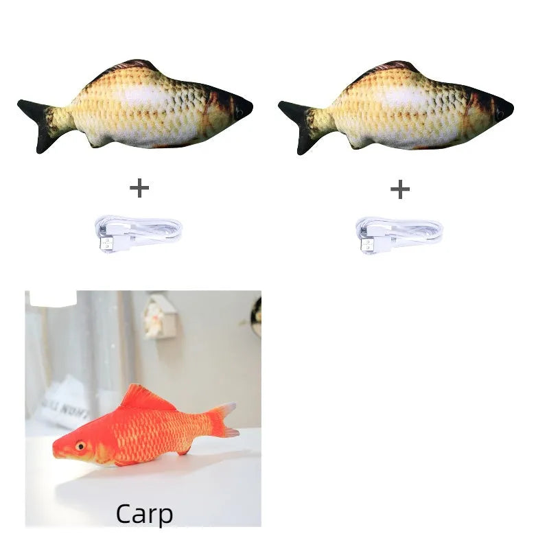 30cm multicolour electronic jumping fish cat toy with USB charging cable