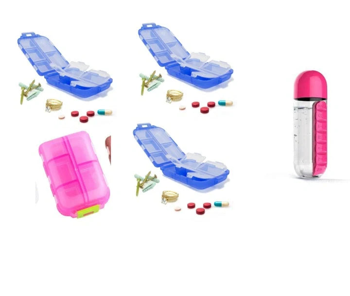 10-Grid Moisture-Proof Travel Pill Organizer in various colors