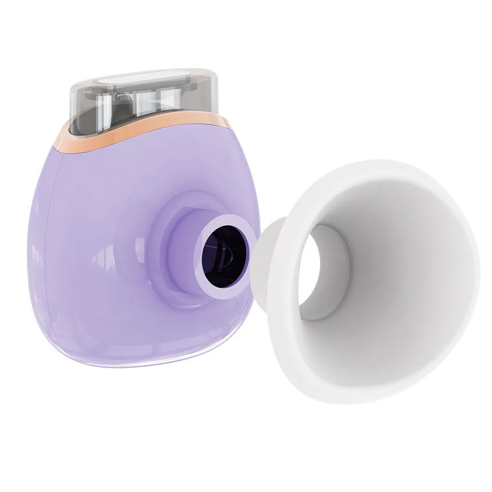 White and purple portable eye humidifier with lithium battery and USB charging cable