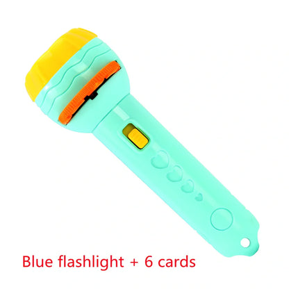 Red cartoon projection flashlight showing rotating lens mechanism for 80 pattern changes