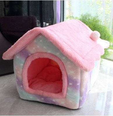 Cozy and Foldable Pet Bed for Dogs and Cats: Premium Synthetic Fur, Self-Warming, and Non-Slip Design
