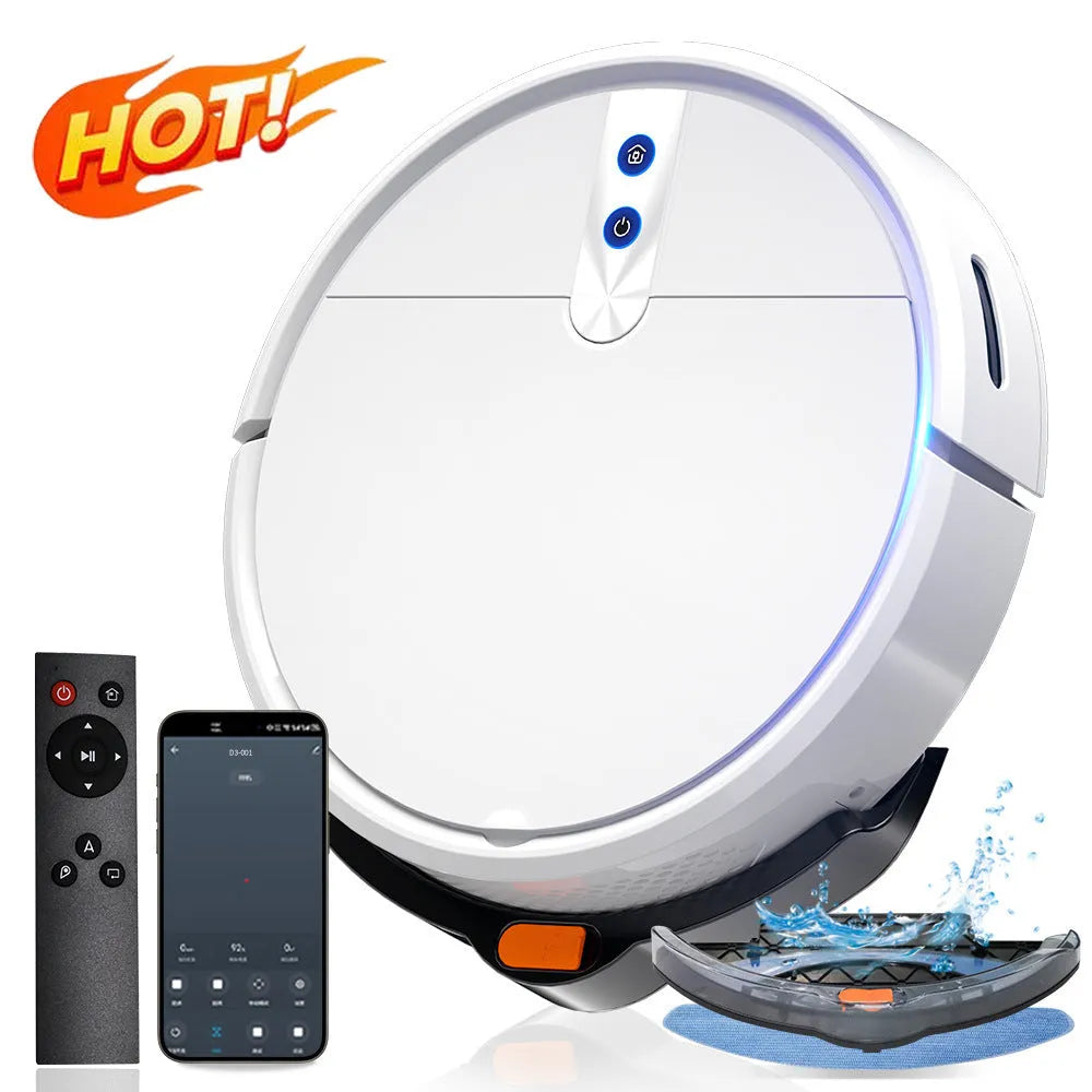 White or black sweeping robot vacuum cleaner with 600ml dust bin for automated floor cleaning