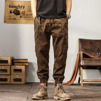 Men's cotton tapered harem trousers with ankle band in black colour